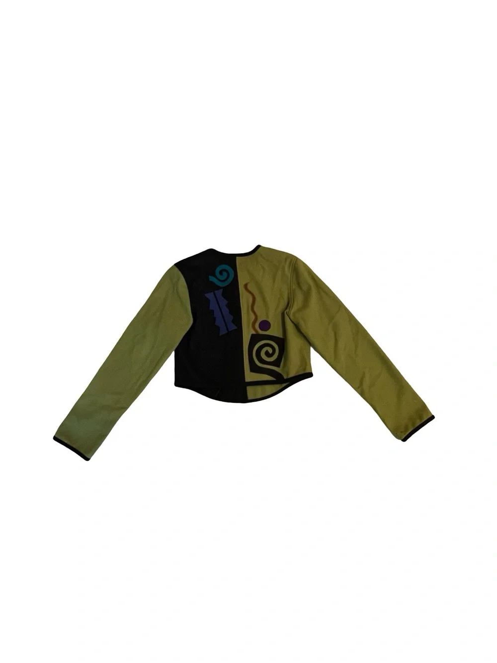 Vintage Beppa 100% Pure Wool Colorblock Abstract Cropped Jacket Size M